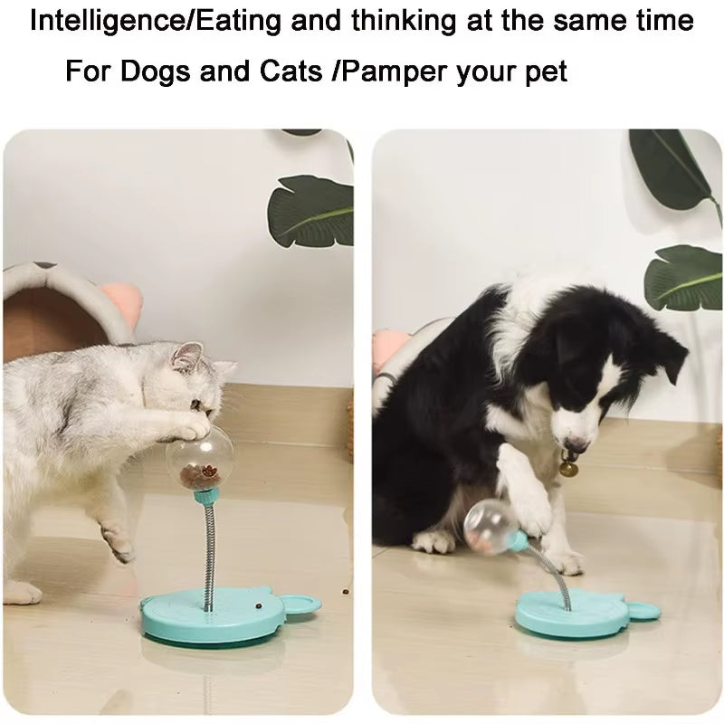 Wobbly Pet Treat Toy，Pet Interactive Dispenser with Spring，Leaking Treats Ball Pet Feeder Toy,Pet Toy Treat Dispens